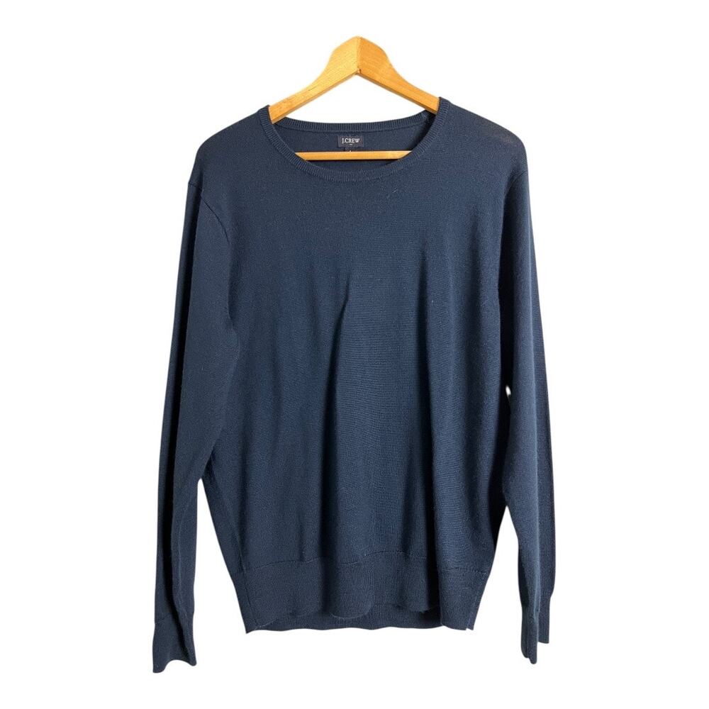 J. Crew Wool Blend Long Sleeve Pullover Sweater Blue Men's Size L Winter Lounge